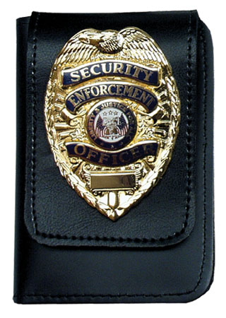 Perfect Fit Duty Leather Book Style Double ID Case w/ Nonrecessed Badge Flip, Badge Width 3"